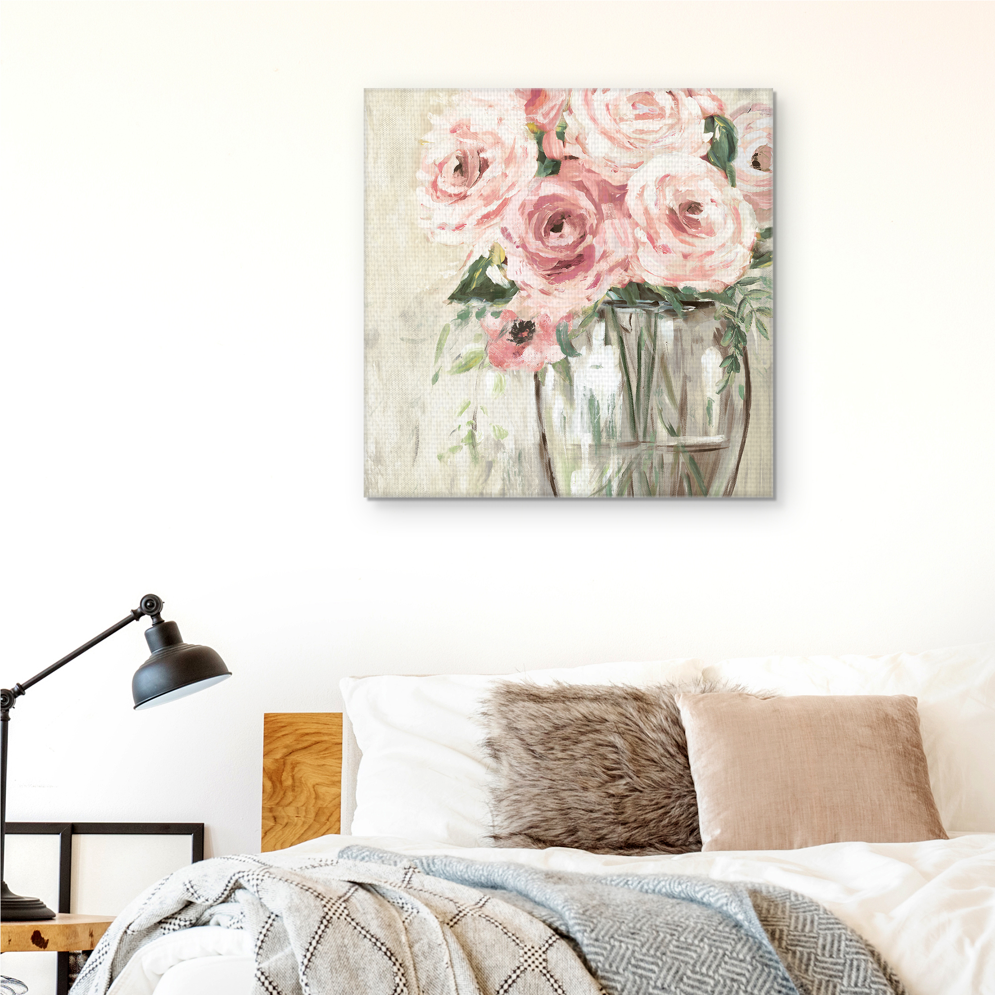 Blush Sage Floral Bouquet in Vase by Willowbrook Art Print