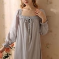 thumbnail image 4 of SWSMCLT Women's Cotton Nightgown Comfy Soft Sleepwear Cute Pajamas Summer Long Vintage Short Sleeve Ruffle Grey Large, 4 of 4