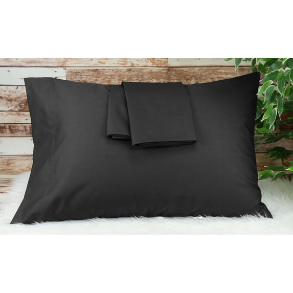 Aiking Home 2-Pack of 280 Thread Count Easy-Care Pillow Case Set, King, Black