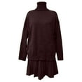 thumbnail image 5 of Letdown Womens Skirt 2 Piece Sweater Set Long Sleeve Turtleneck Sweaters Pleated Mini Skirt Knit Lounge Sets Fall Winter Clothes (Coffee,M), 5 of 5