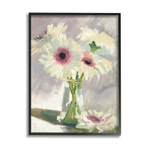 Stupell Industries White Mums Painting Botanical & Floral Painting Black Framed Art Print Wall Art, 11 x 14