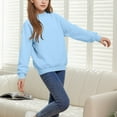 thumbnail image 7 of Tdoqot Girls Oversized Sweatshirt- Pullover Casual Long Sleeve Crewneck Kids Fall Tops Blue Size 6-14, 7 of 7