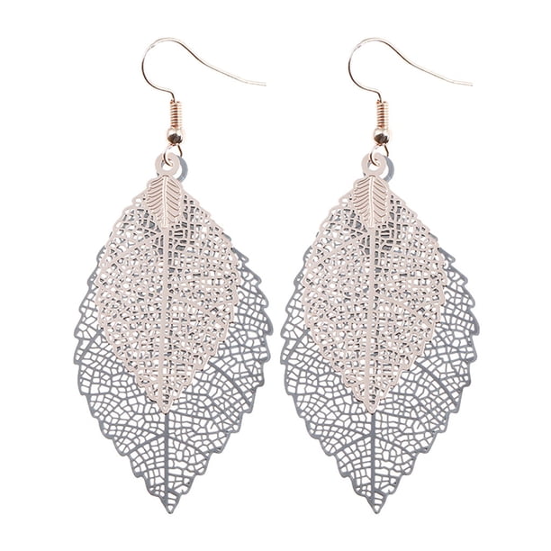 Xihbxyly Pendientes Bohemios de Doble Capa con Hojas Huecas Multicolores, Accesorios para Mujer