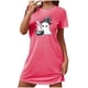 thumbnail image 4 of Camisón corto de talla grande para mujer, camisón de manga corta con estampado en el pecho, camisón corto, 4 of 4