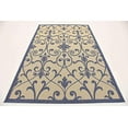 thumbnail image 4 of Unique Loom Botanical Collection Traditional Border Transitional Indoor and Outdoor Flatweave Area Rug, 5 Feet 3 Inch x 8 Feet, Blue/Beige, 4 of 5