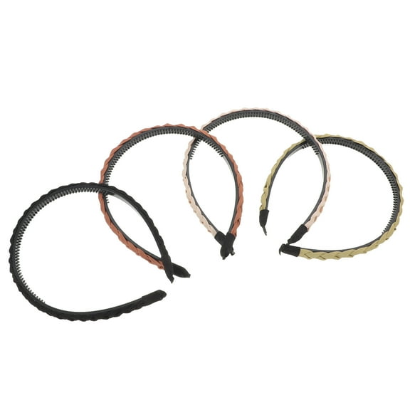 LOLIPPYY 4Pcs Braided Hairbands with Teeth Non Slip Thick Headband Assorted Color Womens Hair Accessories