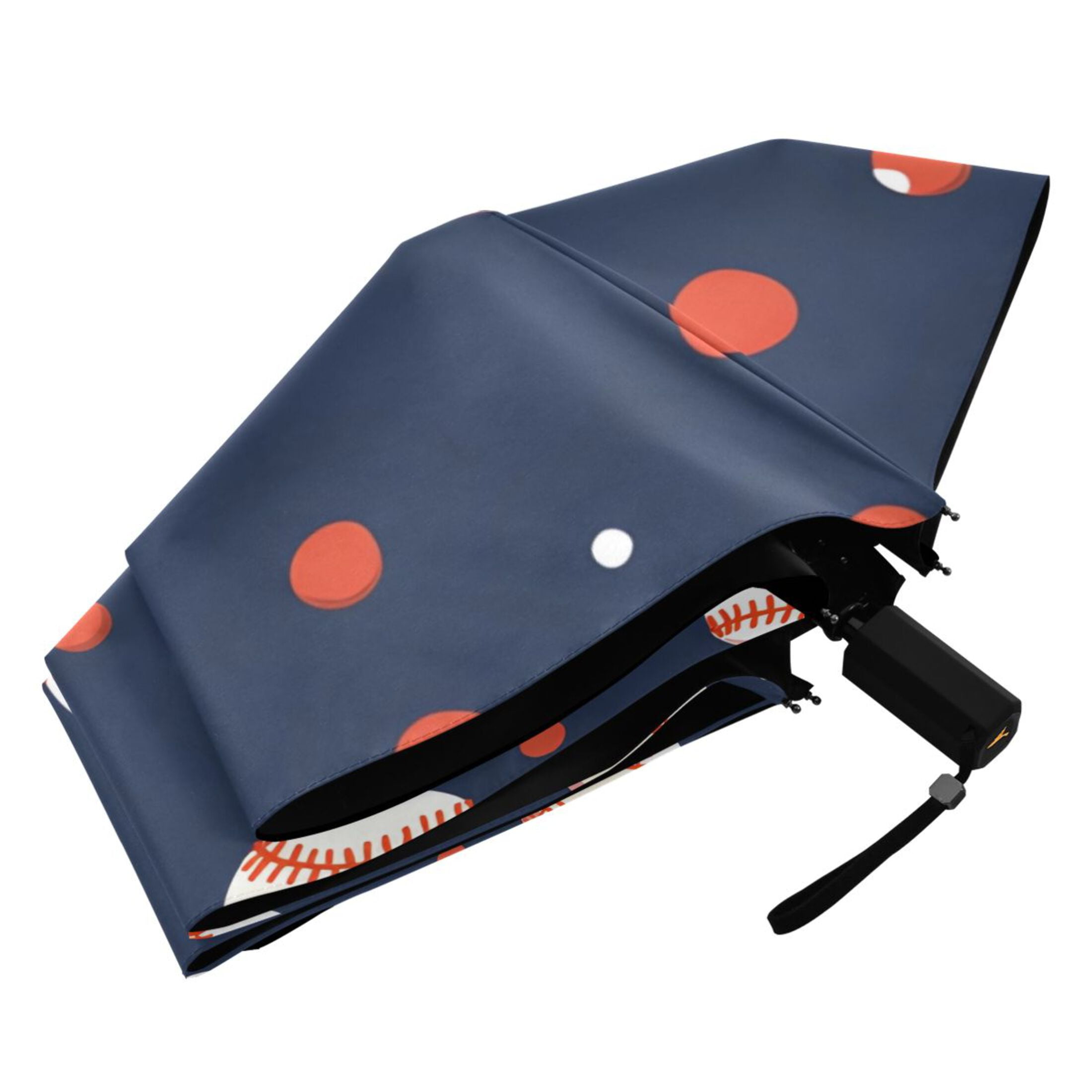 ALAZA Baseball and Dots UPF 50+ Compact Folding Umbrella for Rain Travel Umbrella Packable