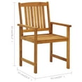 thumbnail image 5 of vidaXL Patio Chairs Outdoor Patio Dining Chair with Cushions Solid Wood Acacia, 5 of 9