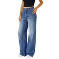 thumbnail image 2 of BLOCLOALO Baggy Pants Denim Pants Woman Wide Leg Jeans High Waisted Baggy Jeans Jean Elastic Waist Stretchy Jean Straight Leg Denim Pants Loose Pants Lounge Pants Palazzo Pants Dark Blue M, 2 of 7