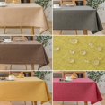 thumbnail image 4 of Mantel impermeable simple de una pieza (arpillera beige impermeable, 90 * 90 cm), mantel de oficina de color sólido de algodón y lino, mantel de interior y exterior, mantel de fiesta, 4 of 4
