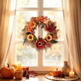 thumbnail image 4 of PSVFUJZ 18 Inch Fall Wreaths for Front Door, Thanksgiving Farmhouse Decor, Artificial Autumn Wreath with Sunflower Hydrangeas for Thanksgiving Farmhouses Home Outdoor Indoor Decor, 4 of 6