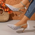 thumbnail image 4 of Miluxas Lace Mesh Slingback Heels for Women Embroidered Kitten Heels Bridal Shoes Pointed Toe Wedding Pumps Gold 5.5(36), 4 of 9