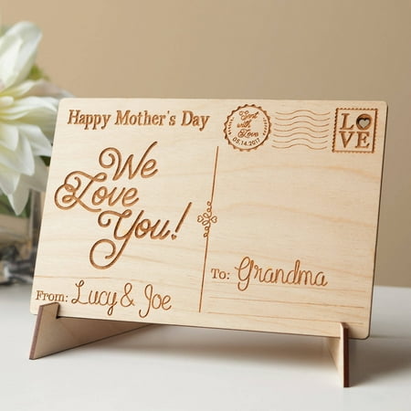 Happy Mother's Day Personalized Wood Postcard, We