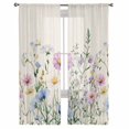 thumbnail image 3 of Spring Floral Sheer Curtains 96 Inches Long 2 Panels Set, Window Sheer Curtains for Living Room/Bedroom, Watercolor Herbs Summer Botanical Rustic Light Filtering Rod Pocket Curtain 52'' x 96'' x 2, 3 of 7