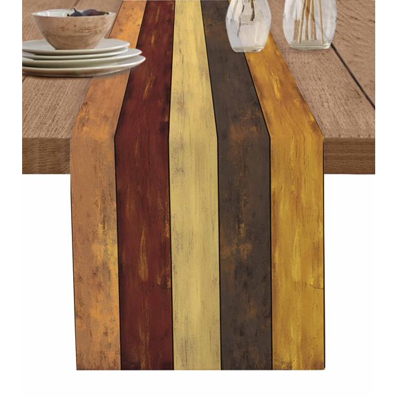Hokiten Table Runners 90 Inches Long Dress Scarves, Brown Red Grey Farmhouse Farmhouse Coffee/Dining/Kitchen Table Runner for Living Room, Vintage Wooden Country 13x90 Inch