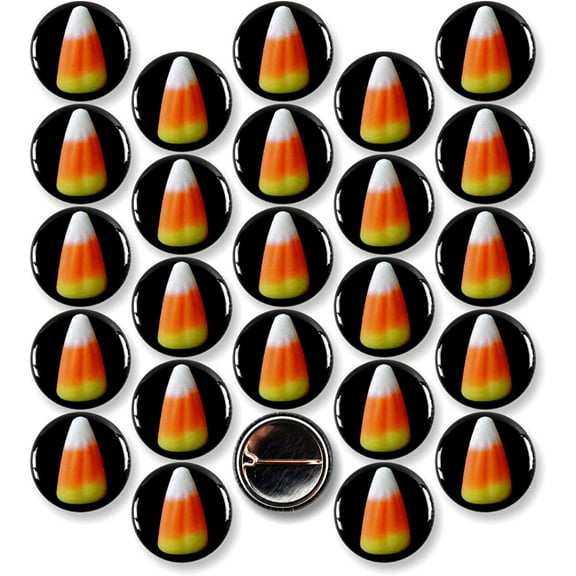 25 Pack - Candy Corn Halloween Pinback Buttons - 1 Inch