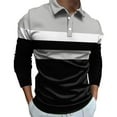 thumbnail image 2 of khonts Clearance,Men' S Button up Ovesized Golf Polo Shirts Long Sleeve Color Blocking Outdoor Tops Casual Loose Fit V-Neck Fashion T Shirts Black XXL, 2 of 6