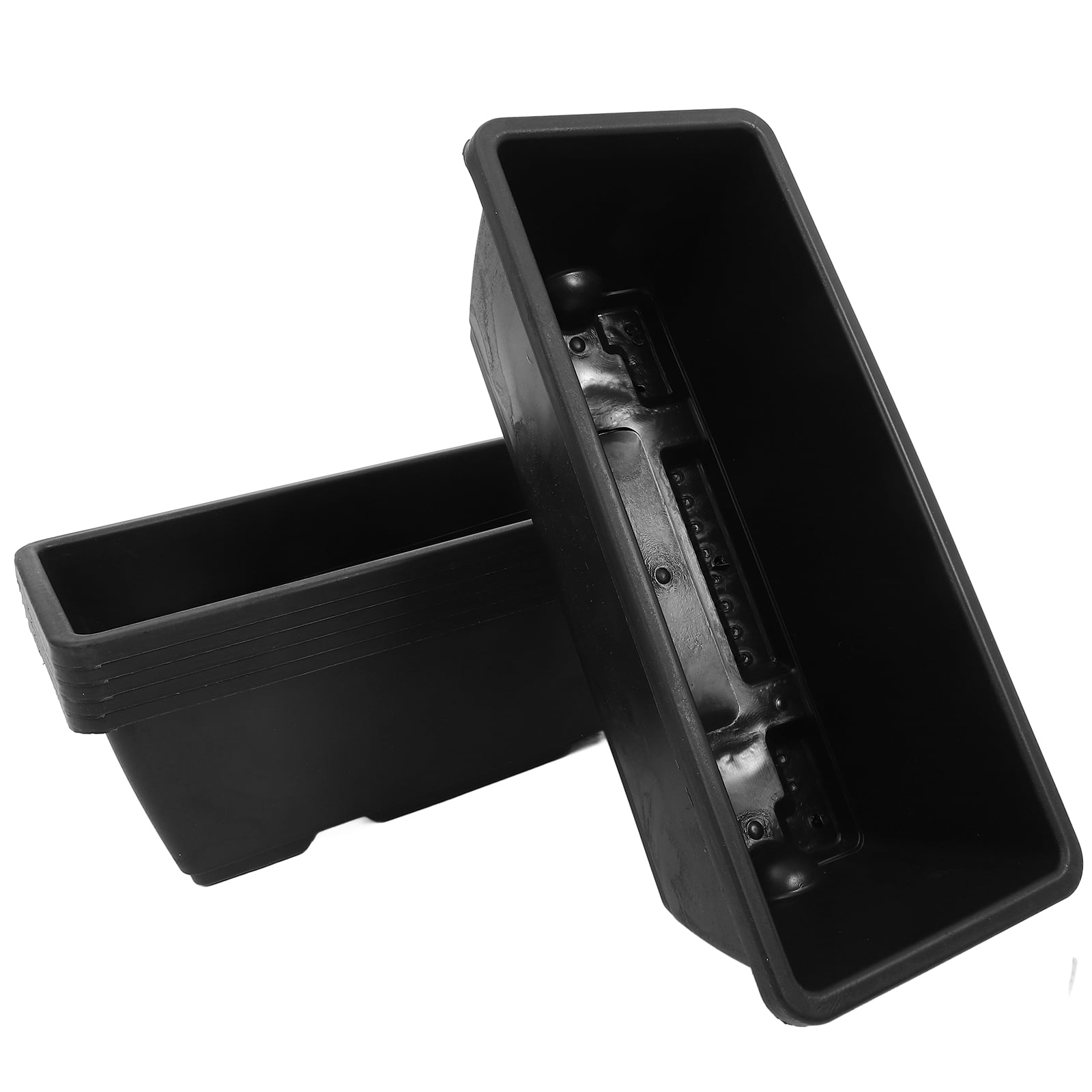 PTOOTP Set of 6 Black Plastic Window Planter Boxes for Indoor and Outdoor Gardening and Decorative Use