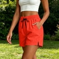 thumbnail image 3 of Shorts Women Trendy Quick Dry Shorts for Womens Summer Cooling Lightweight Shorts Elastic Waist Fitness Sports Bottoms Orange L, 3 of 7