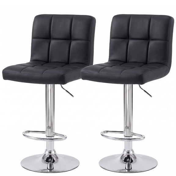 CONCETTA Bar Stools Set of 2, Adjustable Swivel PU Leather Counter Seats with Back, Black