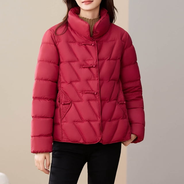 NJDVHB Parkas d'Hiver à Manches Longues pour Femmes, Veste Décontractée Sans Capuche à Manches Longues Colorée pour Femmes