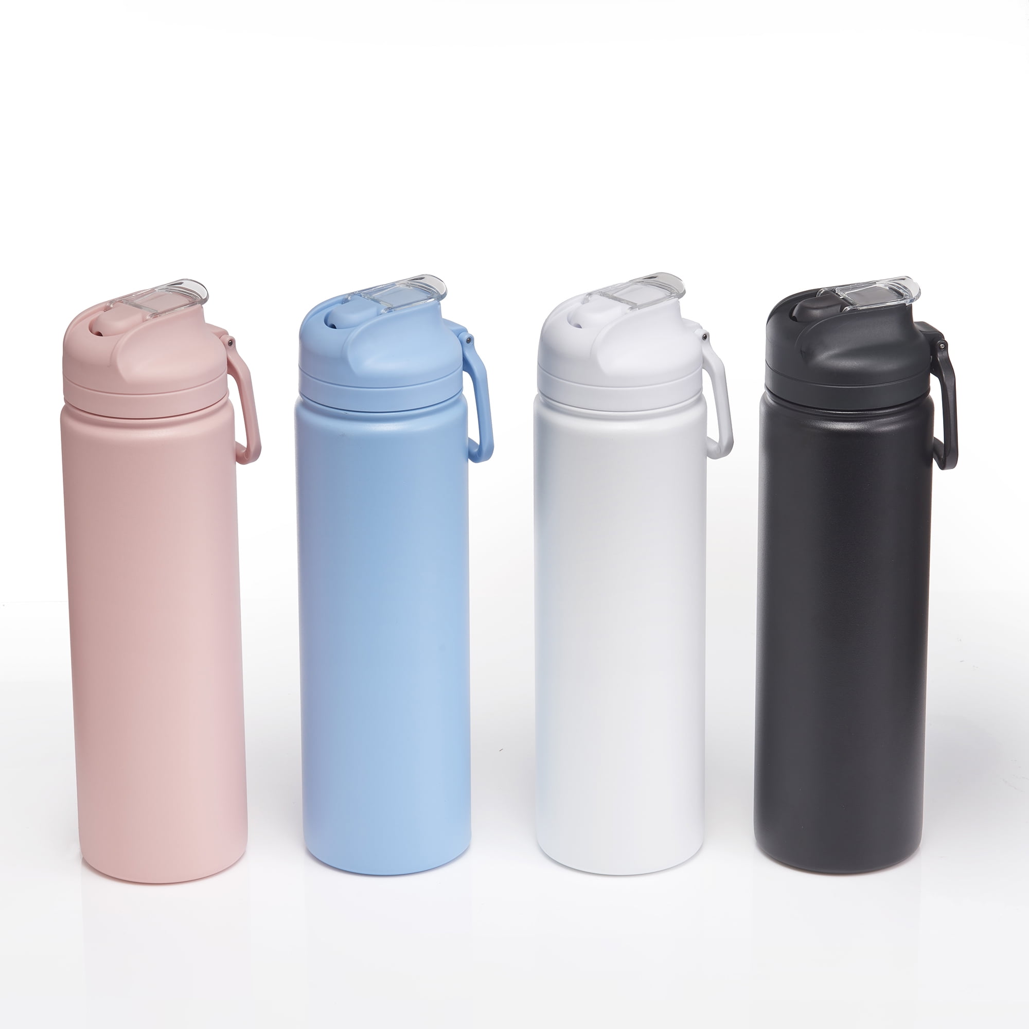 Mainstays 24 oz Arctic White Solid Print Insulated Stainless Steel Water Bottle with Flip-Top Lid
