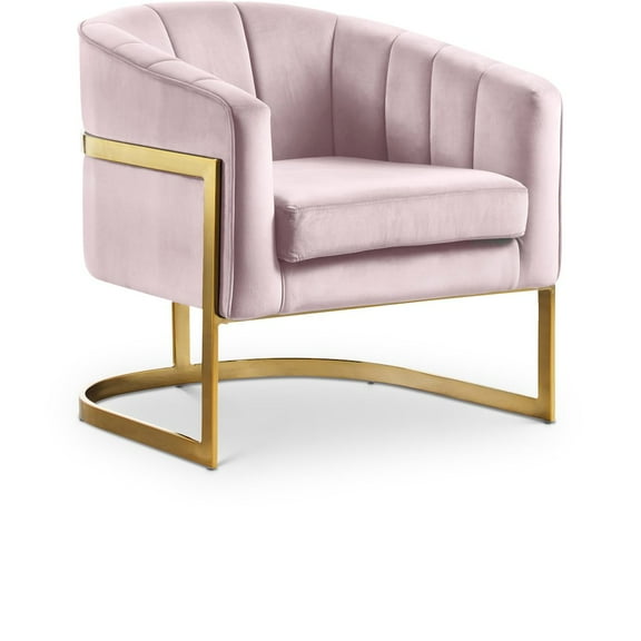 Meridian Furniture Carter 18.5"H Velvet Accent Chair in Pink and Gold