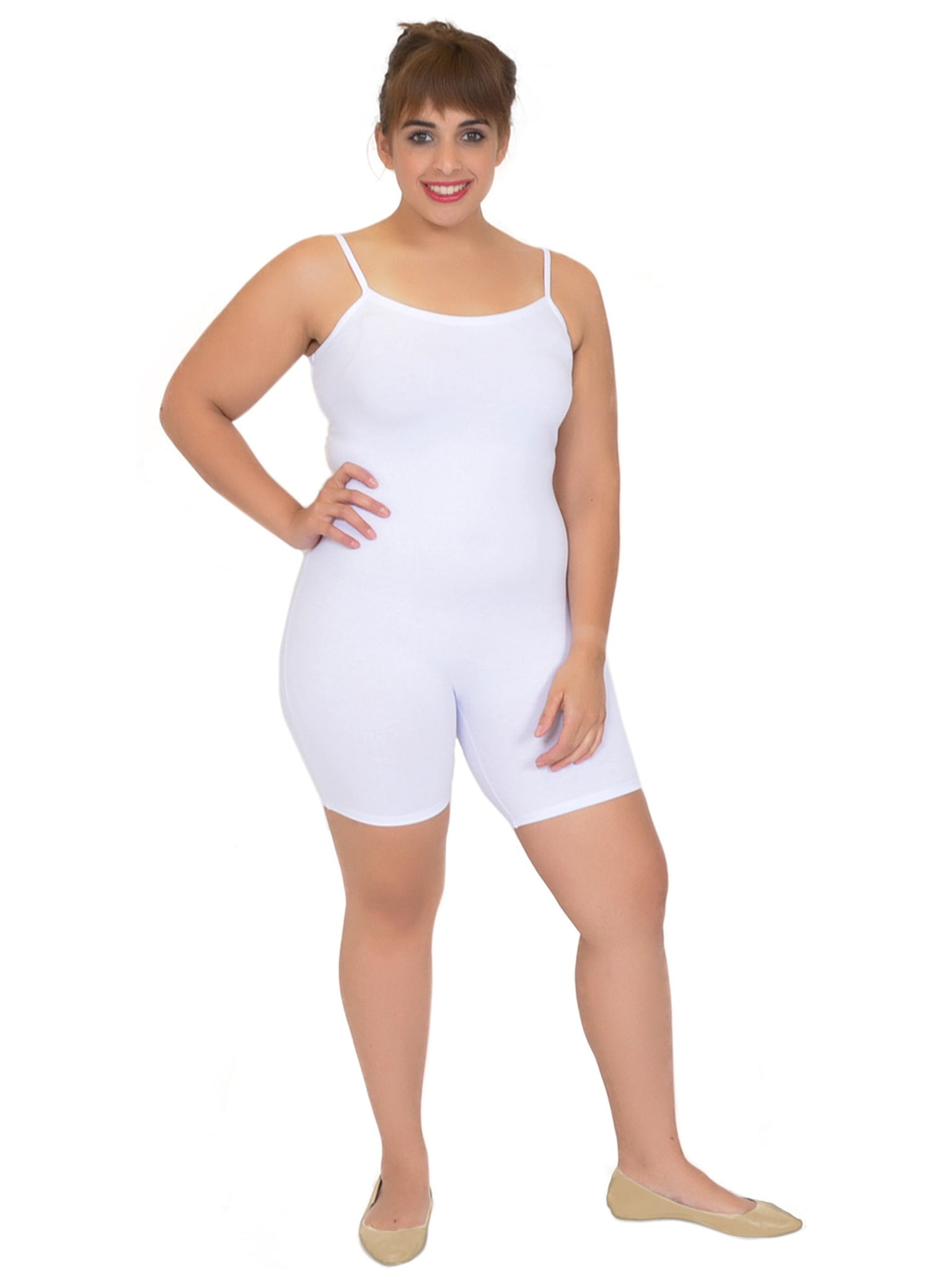 Plus Size Cotton Camisole Unitard Shorties XLarge (1214) / White
