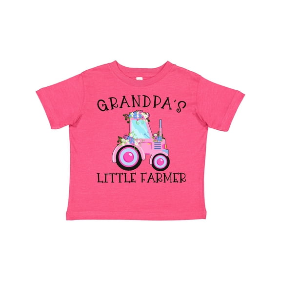 Inktastic Grandpa's Little Farmer- Pink Tractor and Flowers Boys or Girls Toddler T-Shirt