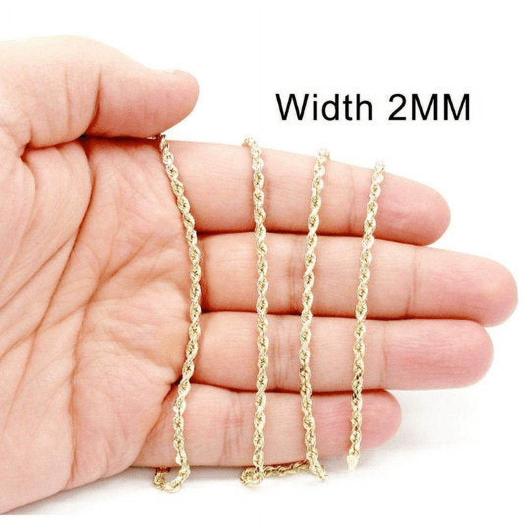 RM Necklace 14k, Yellow Gold, 16-30 inch, Rope Chain