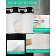 thumbnail image 4 of No Hook Shower Curtain with Snap in Liner, Pure Black Solid Color Hotel Shower Curtains for Bathroom, Washable Shower Curtain Liner Set with Mesh Top Window, 48"x72", 4 of 6