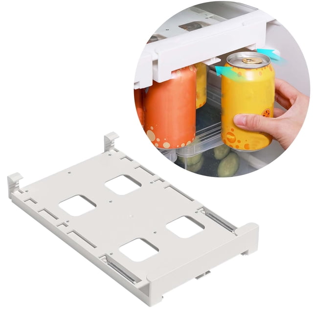 Oleegame 1PC Refrigerator Hanging Beverage Storage Rack Double Can Storage Rack White