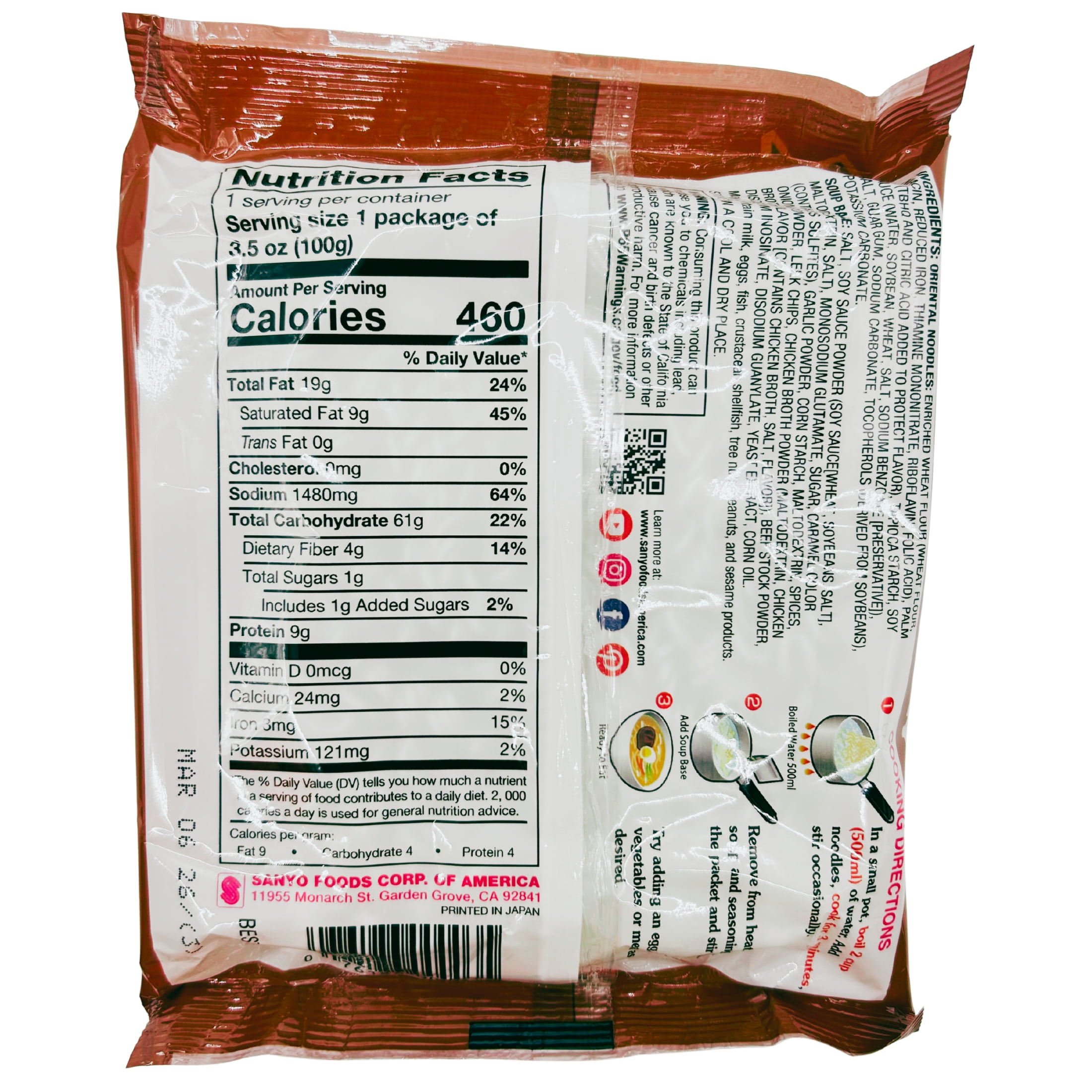 Sapporo Ichiban Beef Flavored Soup Instant Ramen, 3.5 oz, 24 pack