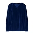 thumbnail image 4 of Annhoo Womens Tops Velvet V Neck Loose Solid Color Comfortable Long Sleeve Casual Shirts Going Out Clothes, 4 of 9