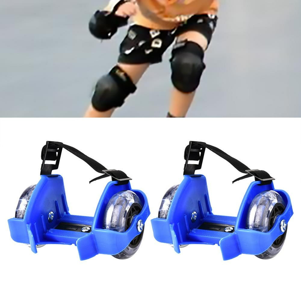 Tebru 1 Pair Kid Children Adjustable Strap Flash Skating Shoes Heel