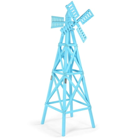 Zimtown 5.95' Blue Cross Lattice Wooden Windmill,Outdoor Garden Decor for Yard & Patio