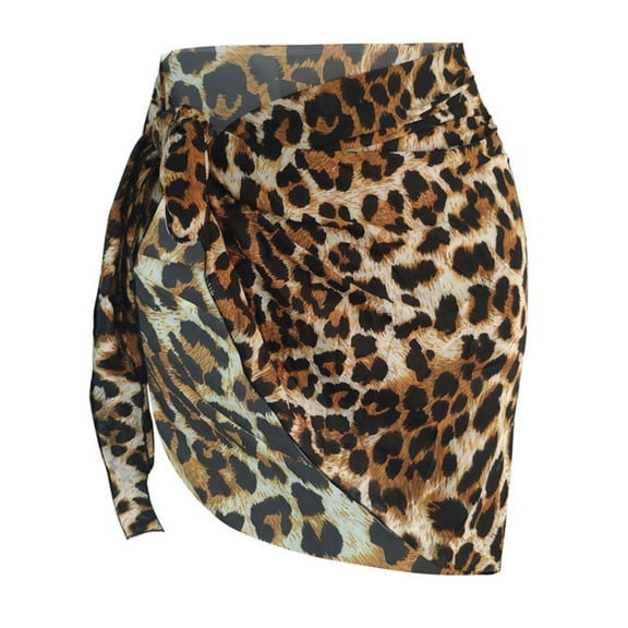 Womens Swimwear Bathing Suit Covers up Mesh Leopards Beach Sarong Pareos Bikinis Swimsuit Short Wrap Skirt Beach Dress