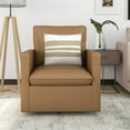thumbnail image 6 of Furniture of America Elm Transitional Faux Leather Swivel Chair in Brown, 6 of 10