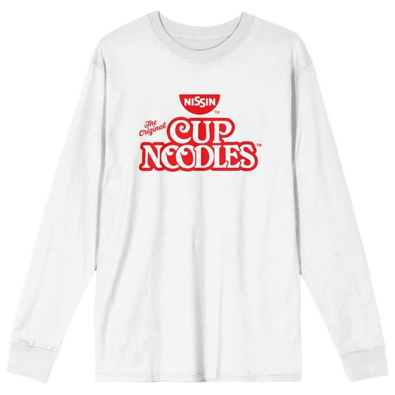 Nissin Cup Noodles The Original Cup Noodles Logo Crew Neck Long Sleeve White Adult Tee-Medium