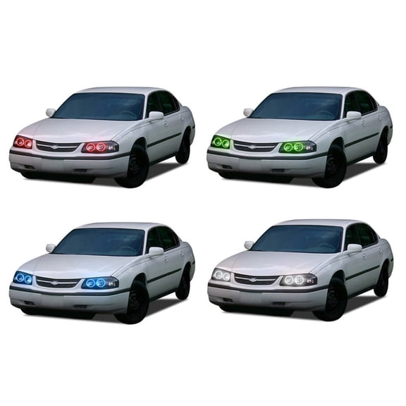 Flashtech LED RGB Multi Color Halo Ring Headlight Kit for Chevrolet Impala 00-05 V.3 Fusion Color Change