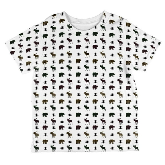 Autumn Plaid Bear and Moose Pattern All Over Toddler T Shirt Multi 6T