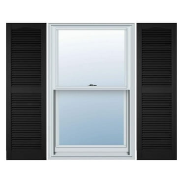 saney Vinyl LL1S12X03600BL Standard Cathedral Top Center Mullion, Open Louver Vinyl Shutters, w/Installation Shutter-Lok's & Matching Screws (Per Pair), 12"W x 36"H, Black