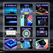 unlocked phone| Dual SIM| 13GB RAM +5GB ROM |6.52 Incell Screen |36000mAh | Face Unlocking | Hot30