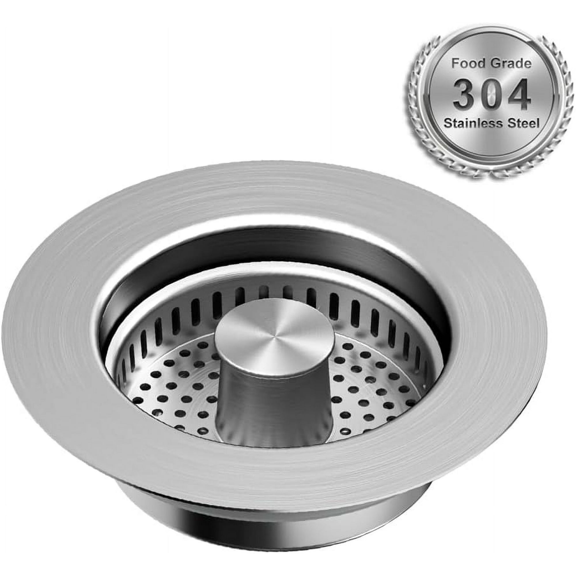 2-Pack 3-in-1 Kitchen Sink Strainer & Stopper – 304 Stainless Steel Pop-Up Drain Plug With Anti-Clog Basket, Fits 3.5" Standard Drains