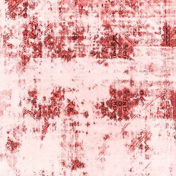 Ahgly Company Indoor Square Abstract Red Modern Area Rugs, 7' Square