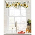 thumbnail image 5 of Tie Up Valance Curtain for Kitchen, Pastoral Farm Yellow Sunflowers Rod Pocket Short Curtains Adjustable Tie-Up Shade Valances, Floral Leaf on Stripe Window Treatment for Bathroom Living Room Bedroom, 5 of 7