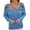 Sky Blue, variant on Fesfesfes Women Sweaters Casual Solid Color Pullover Long Sleeve Square-Neck Sweater Tops on