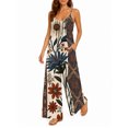 thumbnail image 2 of Women'S Casual Vintage Florals Romper Spaghetti Strap Wide Leg Jumpsuit Summer Outfits With Pockets, 2 of 7