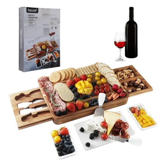 Hecef Charcuterie Board Set, Large Acacia Wood Charcuterie Board for Serving House Warming Gift