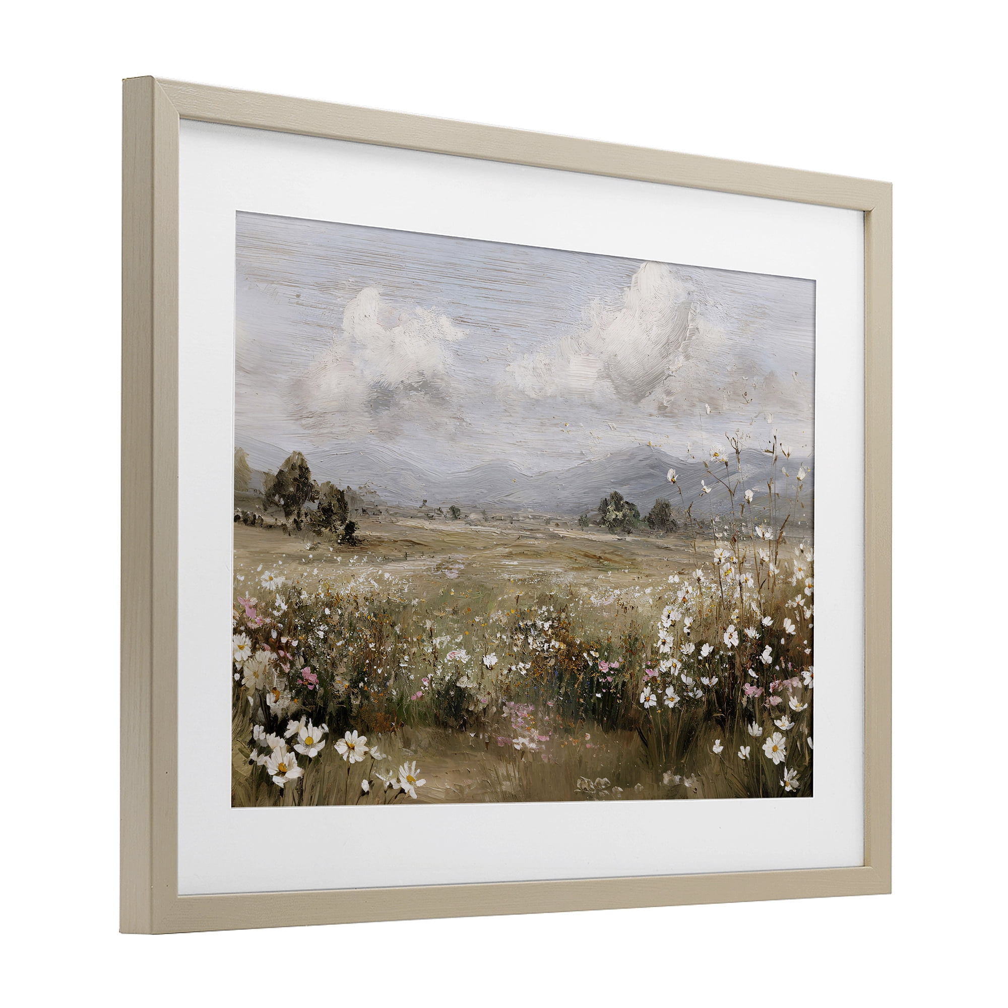 Stupell Industries Daisy Clusters in Field Birch Framed Print Under Glass, design by Jacky Ngan